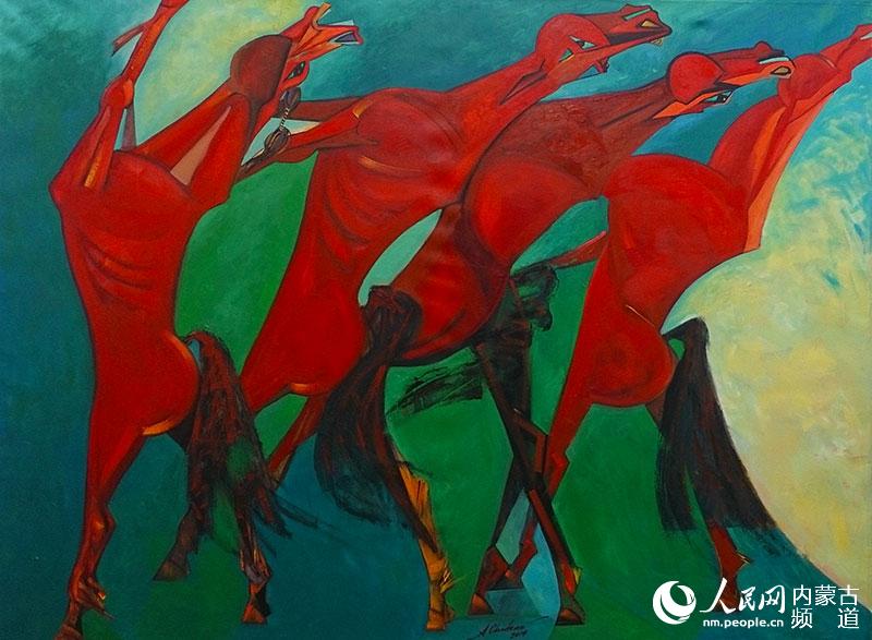 蒙古马中蒙甲午年艺术展在乌兰巴托开幕