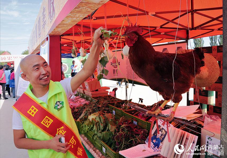 菜農吳永慶正在喂雞。 人民網 劉藝琳攝