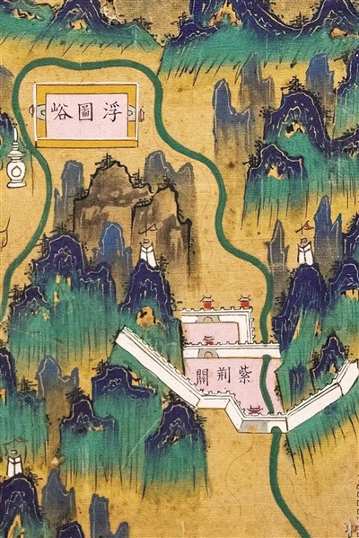 国家博物馆馆藏明代《九边图》屏（局部）。