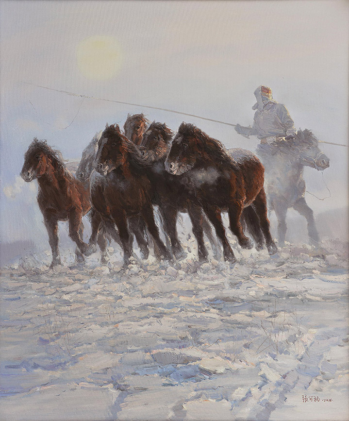张可扬油画《天骄飞雪邀明月》