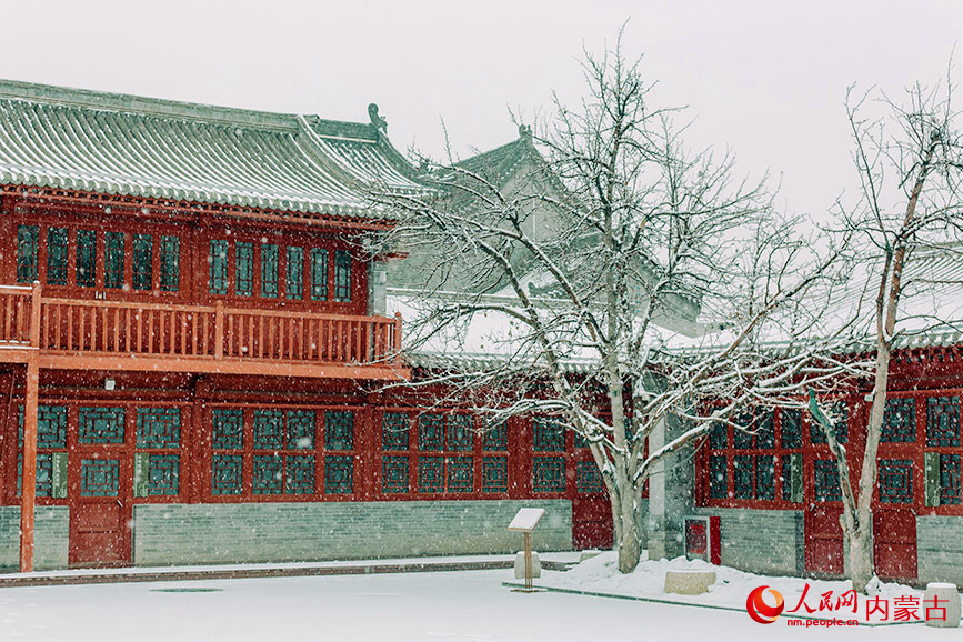 大雪纷纷落青城，雕梁画栋添新色。孙嘉宇摄