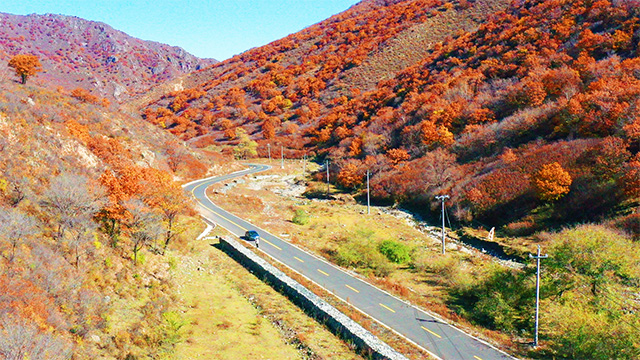 赤峰市松山区城子乡盔甲山秋色斑斓。