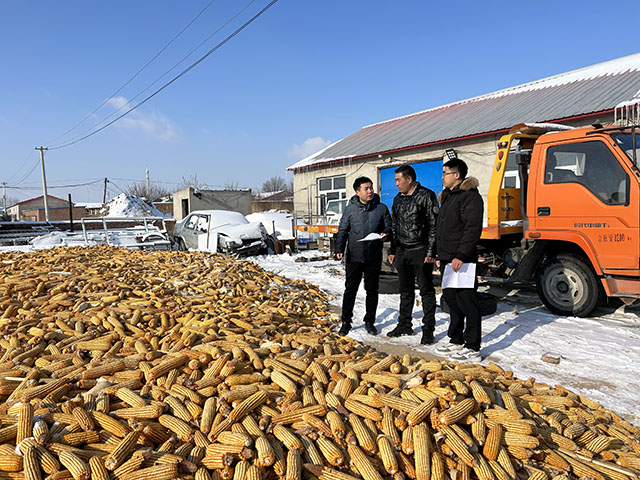 农技人员入户给农户讲解雪后储粮技巧。珍珍摄