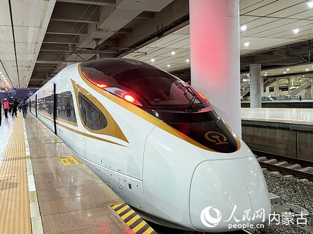 G4798次復興號動車組駛出呼和浩特東站。人民網記者 寇雅楠攝