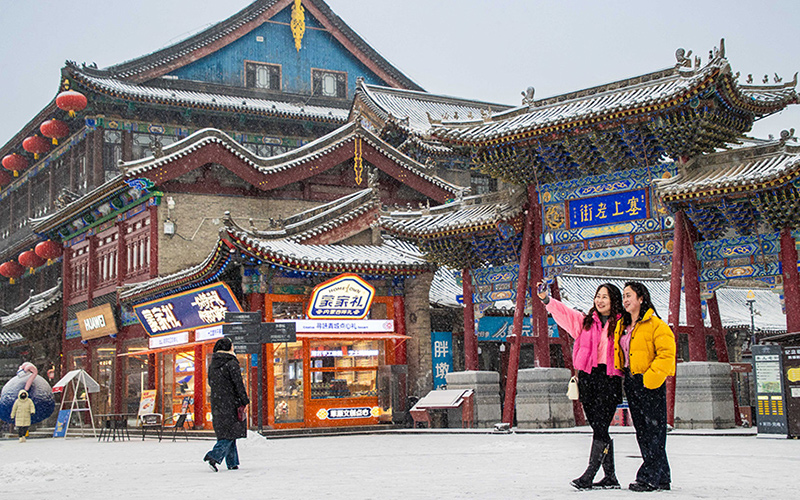 雪落青城 美景如画