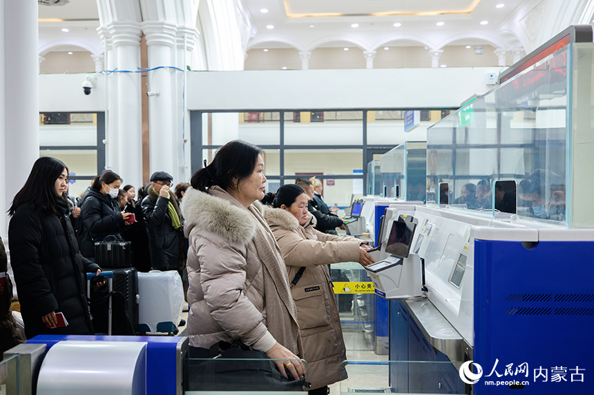 入境旅客正在進行出入境檢查