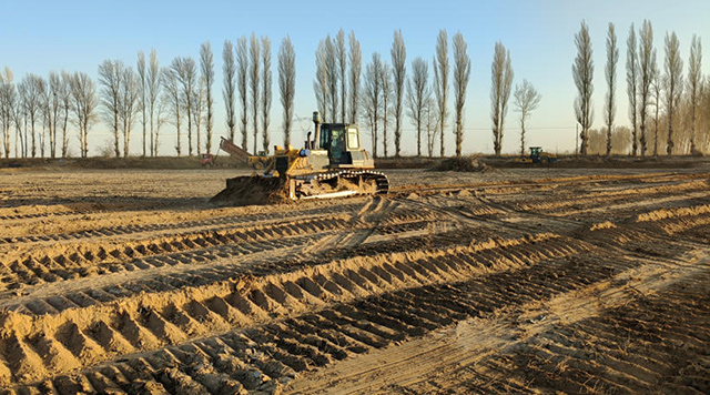 磴口縣哈騰套海農場有限公司五分場的施工現場。