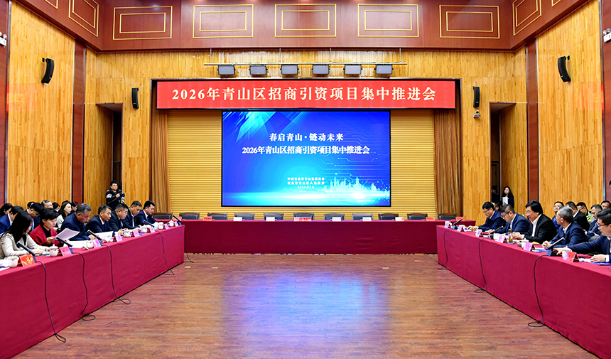 “春启青山 链动未来”青山区2026年招商引资项目集中推进会现场。王浩摄