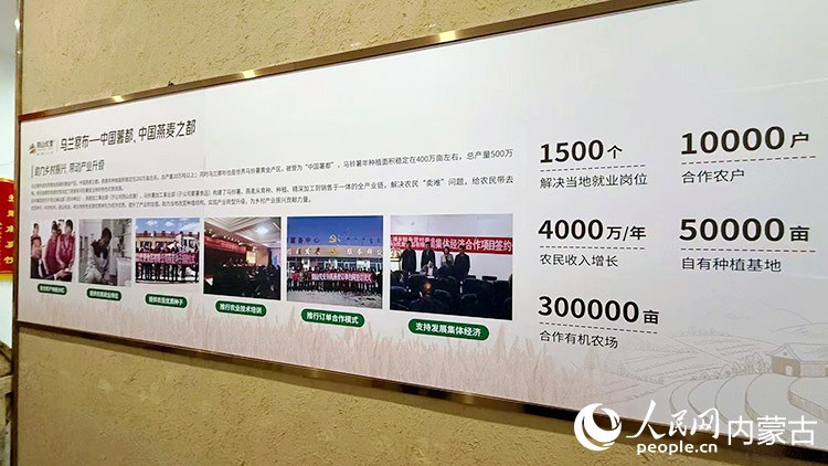 阴山优麦食品有限公司博物馆内展示助农情况。人民网记者 张力洋摄